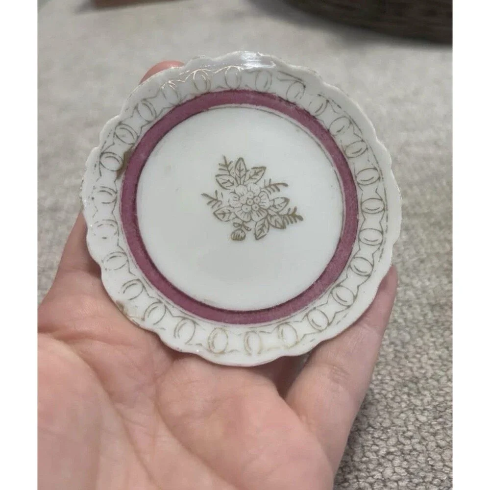 Vintage UCAGCO Ivory Occupied Japan Demitasse Cup Saucer Hand Painted Gold Trim